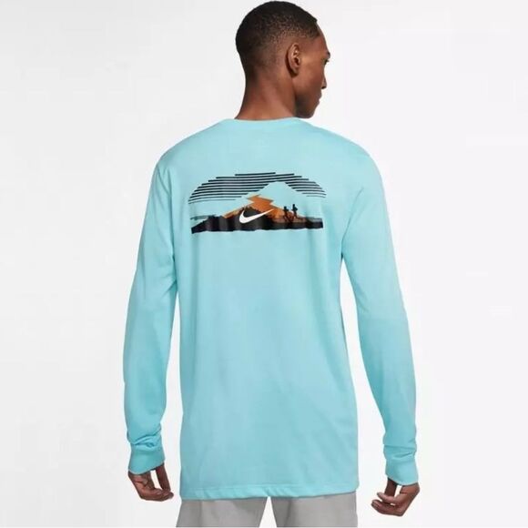 NWOT Nike Trail Dri FIT Mens Long Sleeve Running Training Gym Shirt Blue - Picture 3 of 8